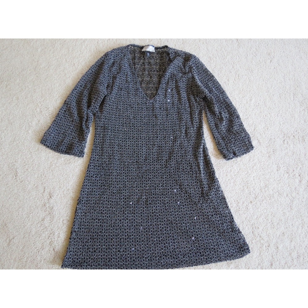 Women Black White J Valdi Sparkly Dress XL USA Tunic Coverup